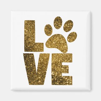 Pawprint Love in Gold Magnet
