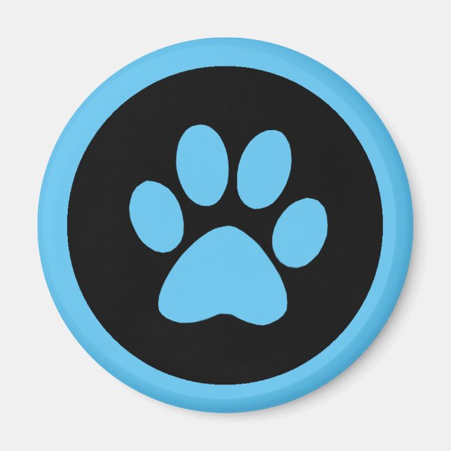 Pawprint Magnet in Blue and Black (Front)