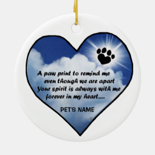 Pawprint Memorial Poem Ceramic Tree Decoration