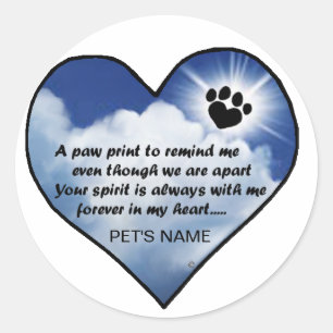 Pawprint Memorial Poem Classic Round Sticker