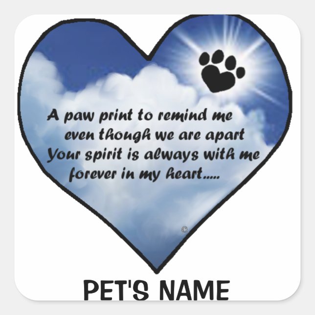 Pawprint Memorial Poem Square Sticker (Front)