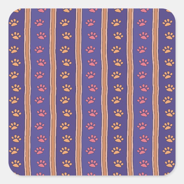 Pawprint Pattern Square Sticker (Front)