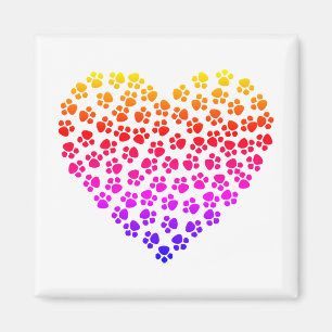 Pawprint Rainbow Heart Magnet