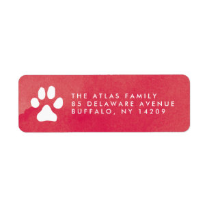Pawprint Red Watercolor Return Address Label