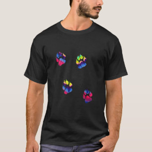 Pawprint Tie Dye Rainbow Dog Paw print gift Dog Lo T-Shirt