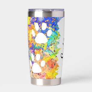Pawprints and splatters personalised insulated tumbler