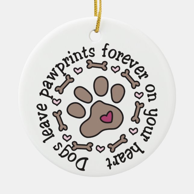 Pawprints Ceramic Tree Decoration (Front)