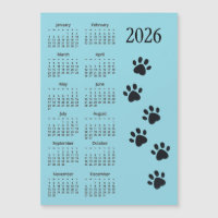 Pawprints Design 2026 Calendar Magnetic Card