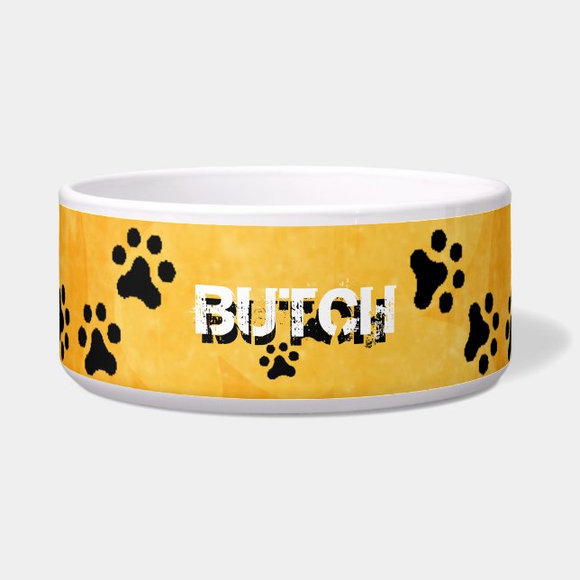 Pawprints Dog's Bowl (sun yellow) (Front)