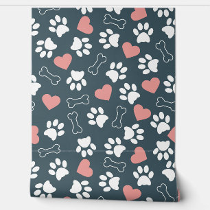 Pawprints Hearts Pattern Background Wallpaper
