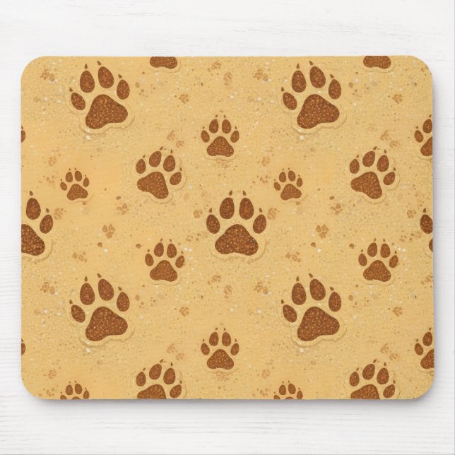 Pawprints in the sand mouse mat (Front)