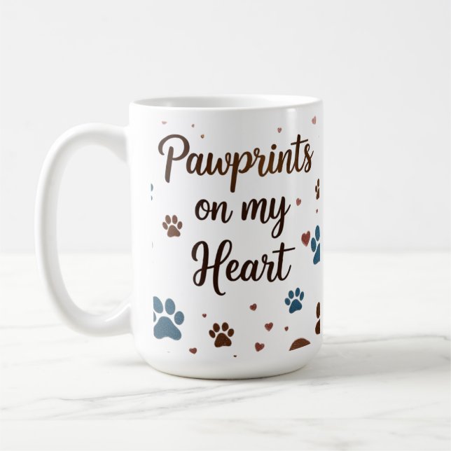 Pawprints on My Heart 15 oz Mug (Left)