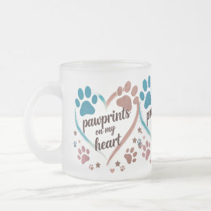 Pawprints on My Heart – Colourful Frosted Pet Mug