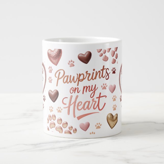 Pawprints on My Heart – Jumbo Pet Lover Mug (Front)