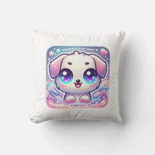 Pawprints on My Heart Kawaii Puppy Pet Lover Decor Cushion