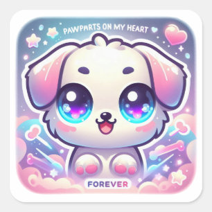 Pawprints on My Heart Puppy Cute Pet Lover Decal Square Sticker