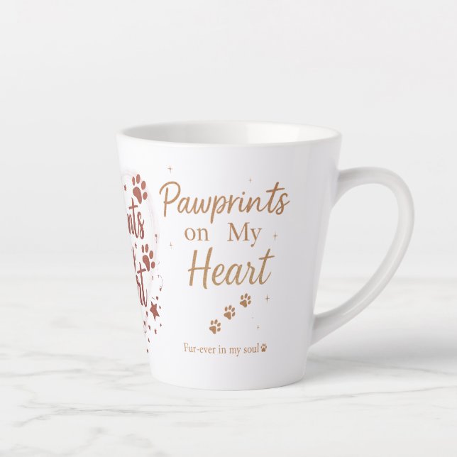 Pawprints on My Heart – Small Gold Glitter Pet Latte Mug (Right)