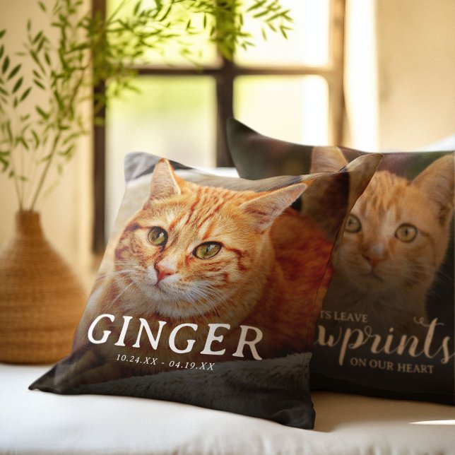 Pawprints on our Hearts  Pet Memorial Cat 2 Photo Cushion (Creator Uploaded)