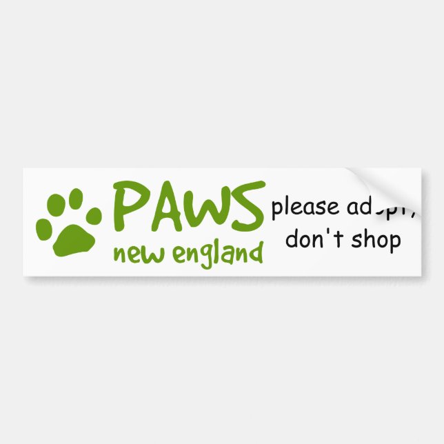 PAWS, adopt don't shop bumper sticker (Front)
