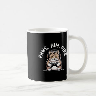 Paws Aim Fire Feline Cat Gamer Respawning Men Wome Coffee Mug