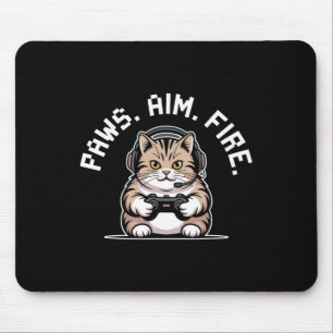 Paws Aim Fire Feline Cat Gamer Respawning Men Wome Mouse Mat