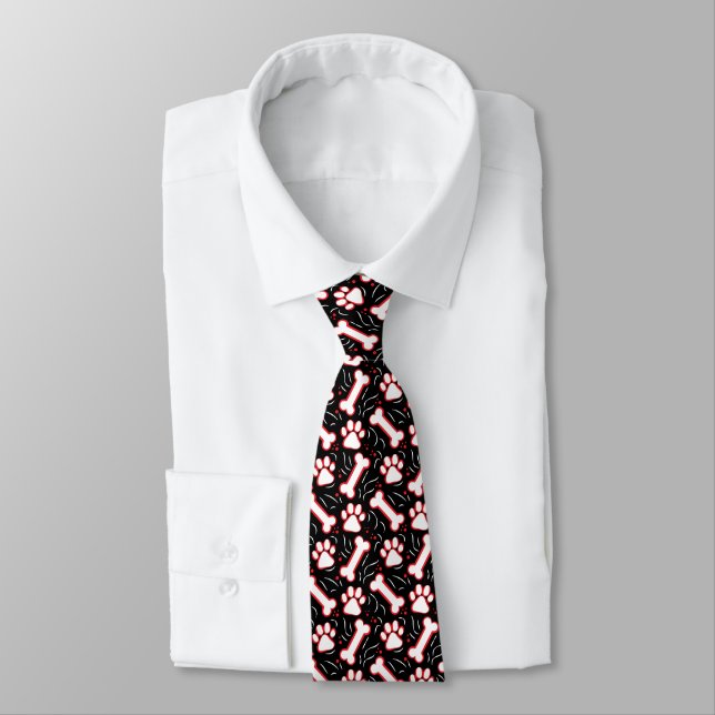 Paws and Bones Dog Lover's Necktie (Tied)