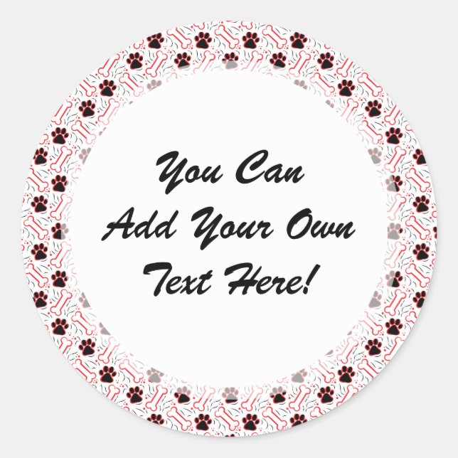 Paws and Bones Funny Design for Dog Lovers Classic Round Sticker (Front)