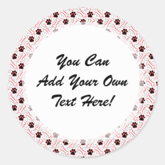 Paws and Bones Funny Design for Dog Lovers Classic Round Sticker