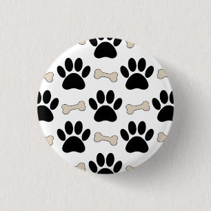 Paws And Bones Pattern Canine 3 Cm Round Badge