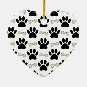 Paws And Bones Pattern Ceramic Tree Decoration