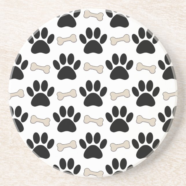 Paws And Bones Pattern Coaster (Front)