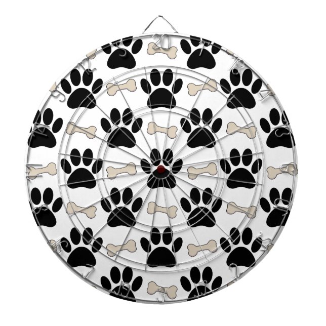 Paws And Bones Pattern Dartboard (Front)