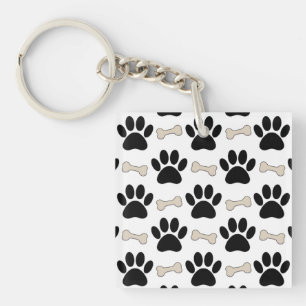 Paws And Bones Pattern Key Ring