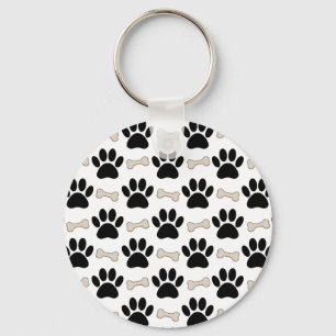 Paws And Bones Pattern Key Ring