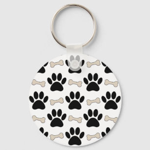 Paws And Bones Pattern Key Ring