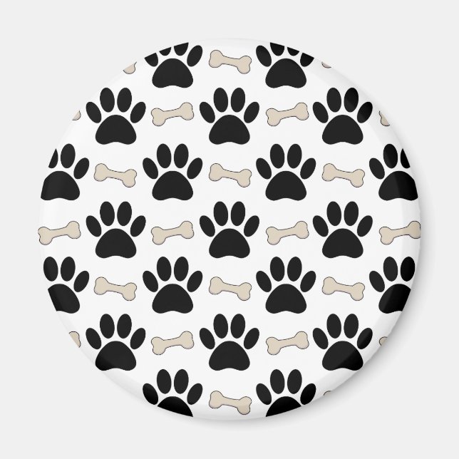 Paws And Bones Pattern Magnet (Front)