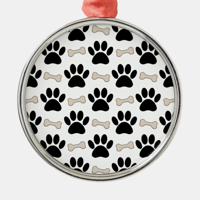 Paws And Bones Pattern Metal Tree Decoration (Front)