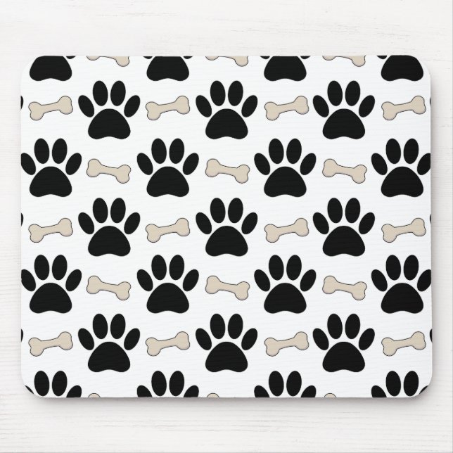 Paws And Bones Pattern Mouse Mat (Front)