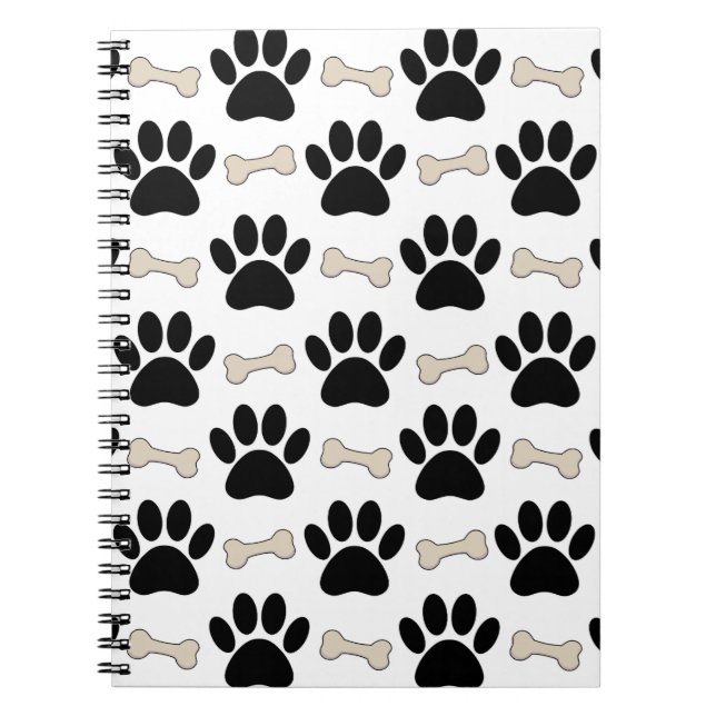Paws And Bones Pattern Notebook (Front)