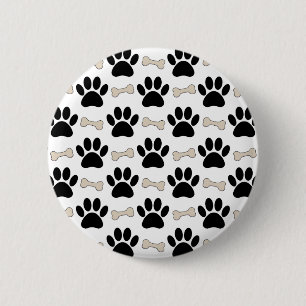 Paws And Bones Pattern Pet 6 Cm Round Badge