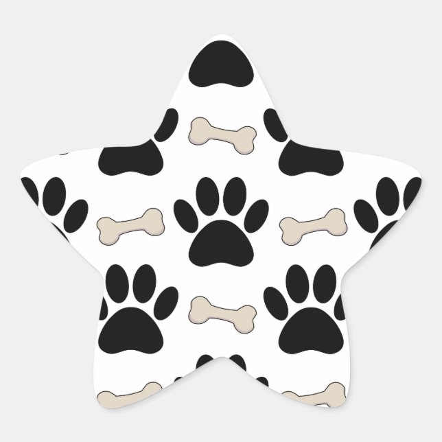 Paws And Bones Pattern Star Sticker (Front)