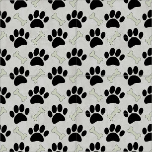 Paws And Bones Pattern Tile