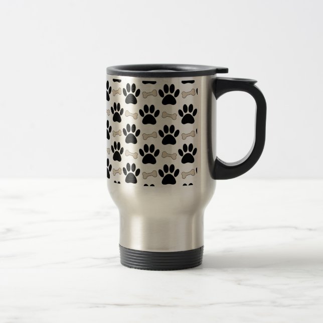 Paws And Bones Pattern Travel Mug (Right)