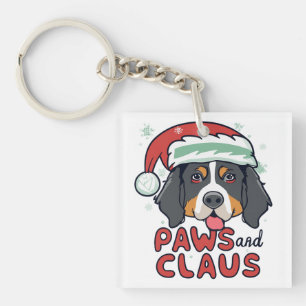 Paws and Claus - Christmas Bernese Dog Key Ring