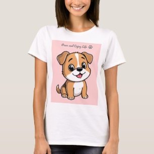Paws and Enjoy Life Cute Puppy T-Shirt – Pastel