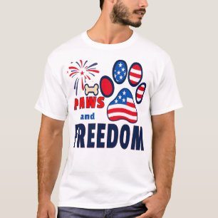"Paws and Freedom — Patriotic Dog Lover 4th of Jul T-Shirt