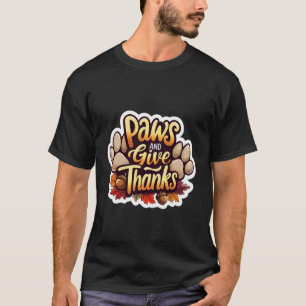 Paws and Give Thanks Cat Dog Owner Thanksgiving Au T-Shirt