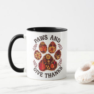 Paws and Give Thanks Dog Thanksgiving Day Autumn Mug