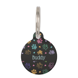 Paws and Hearts Personalised with Name  Pet Tag