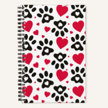 Paws and hearts print Notebook